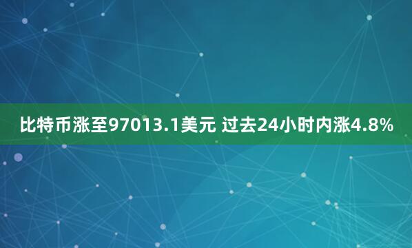 比特幣漲至97013.1美元 過去24小時(shí)內(nèi)漲4.8%