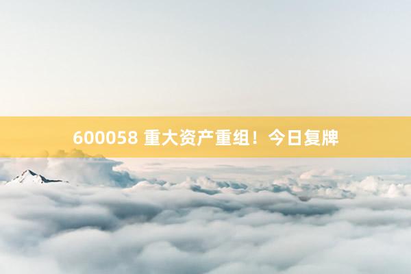 600058 重大資產重組!今日復牌